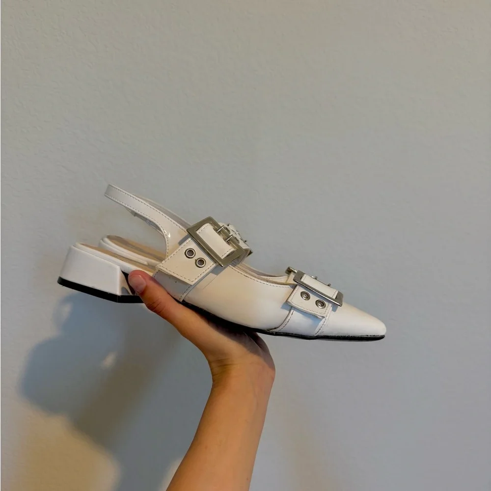 Elegant White Slingback Heels - Picture 3 of 5